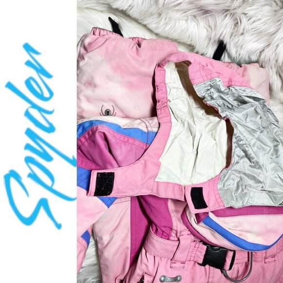 SPYDER Vintage Girl's Pink Retro Tie Dye Ski Snow Jumpsuit Stowed Hood, Size 5 - Picture 9 of 15